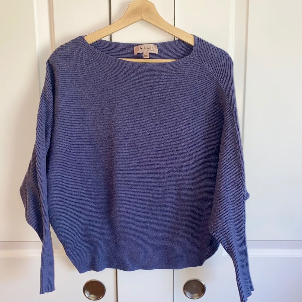 Philosophy Boat Neck Dolman Sweater Blue Size Small